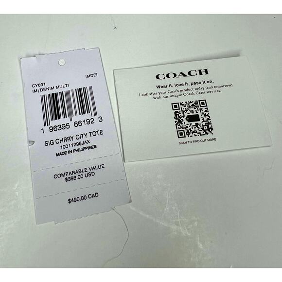 Coach City Denim Cherry Tote STYLE #CY691 - Picture 6 of 6